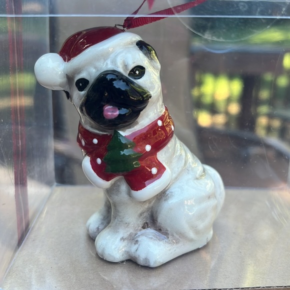 New 2020 Blue Sky pug Christmas ornament paired with FA-LA-LA Mug. Gift boxed - Picture 2 of 8